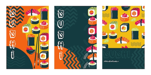 conjunto de plantillas de pancartas para bares de sushi