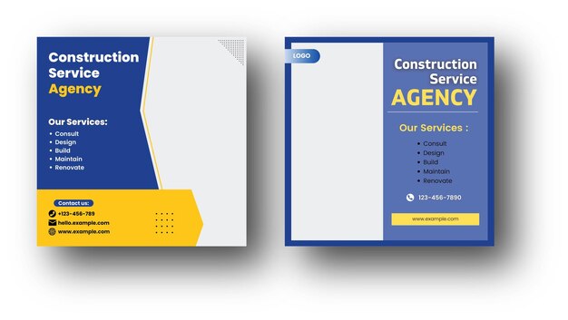 Conjunto de plantillas de pancartas cuadradas mínimas editables
