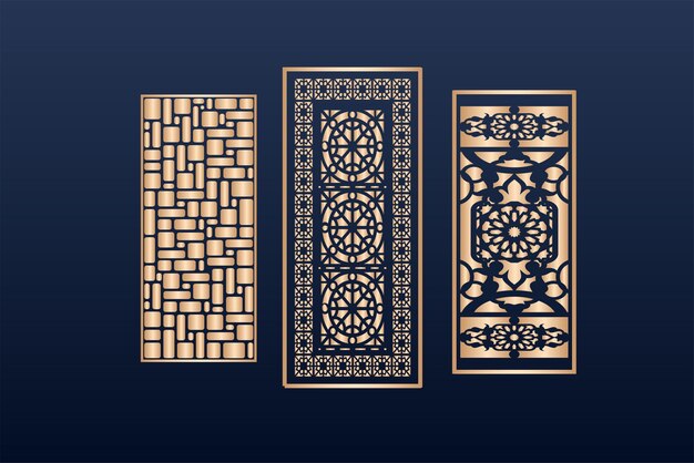 conjunto de plantillas de panel de corte láser cnc con patrón islámico