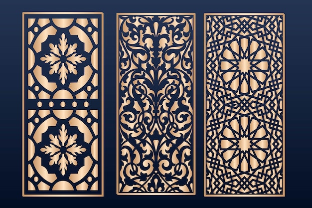 conjunto de plantillas de panel de corte láser cnc con patrón islámico