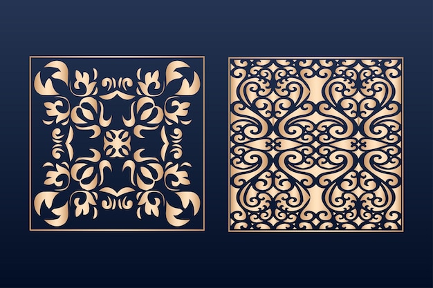 Conjunto de plantillas de panel de corte por láser con patrón islámico Elementos de corte por láser con patrón islámico Láser