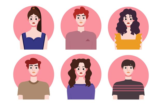 Conjunto de plantillas de perfil de redes sociales con avatares de personas Ilustración vectorial
