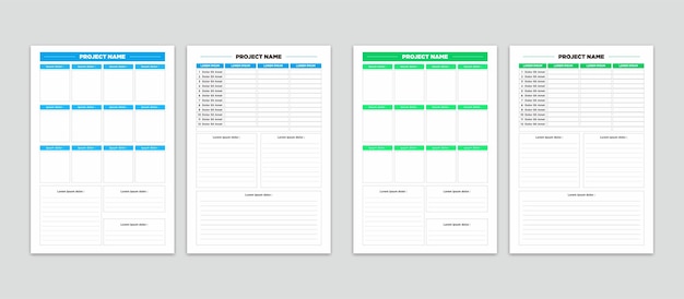 Conjunto de plantillas de planificador moderno de planificador y proyecto de lista de tareas pendientes