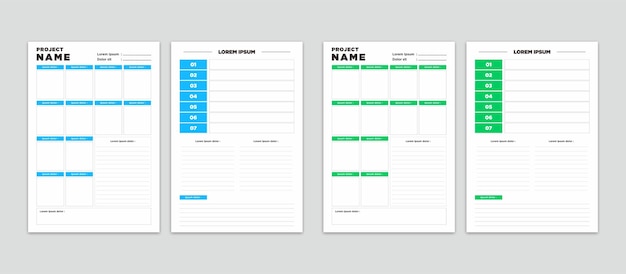 Conjunto de plantillas de planificador moderno de planificador y proyecto de lista de tareas pendientes