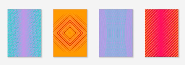 Conjunto de plantillas de portada degradada Diseño moderno minimalista con semitono Plantilla de portada degradada futurista para presentación de banner y folleto Formas coloridas minimalistas Ilustración de negocios abstracta