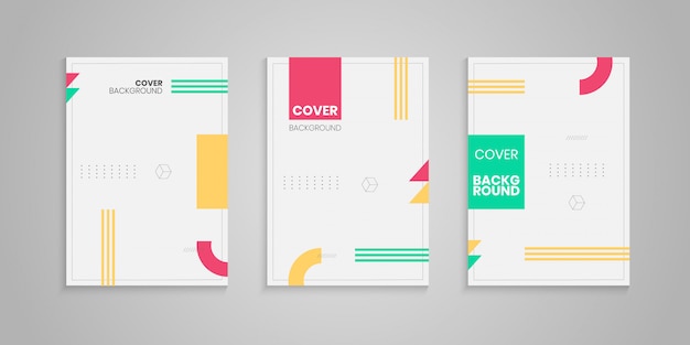 Conjunto de plantillas de portada de estilo Memphis