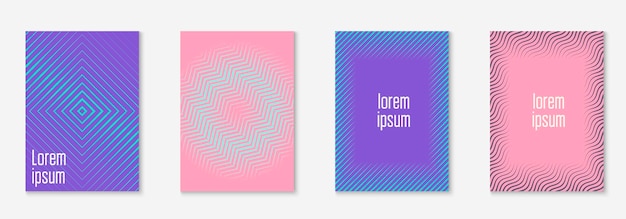 Conjunto de plantillas de portada de moda mínima Diseño futurista con medios tonos Plantilla de portada mínima geométrica para catálogo de libros y gradientes coloridos minimalistas anuales Ilustración de negocios abstracta