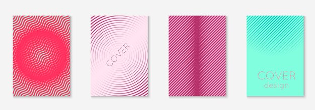 Conjunto de plantillas de portada de moda mínima Diseño futurista con medios tonos Plantilla de portada mínima geométrica para catálogo de libros y gradientes coloridos minimalistas anuales Ilustración de negocios abstracta