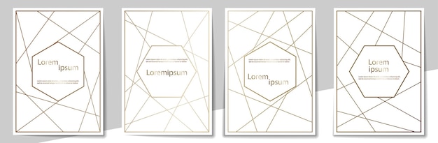 Conjunto de plantillas para portadas, carteles y pancartas Patrón dorado para presentaciones de postales y folletos en formato A4