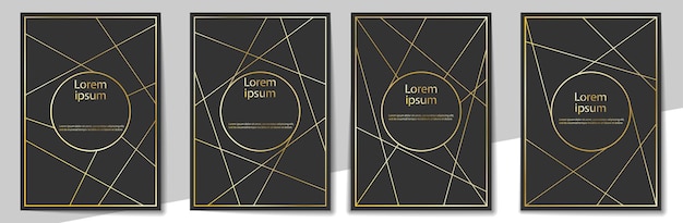 Conjunto de plantillas para portadas, carteles y pancartas Patrón dorado para presentaciones de postales y folletos en formato A4
