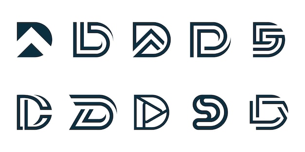 conjunto de plantillas premium de la letra vector d del logotipo