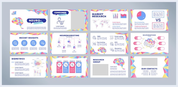 Conjunto de plantillas de presentación de neuromarketing