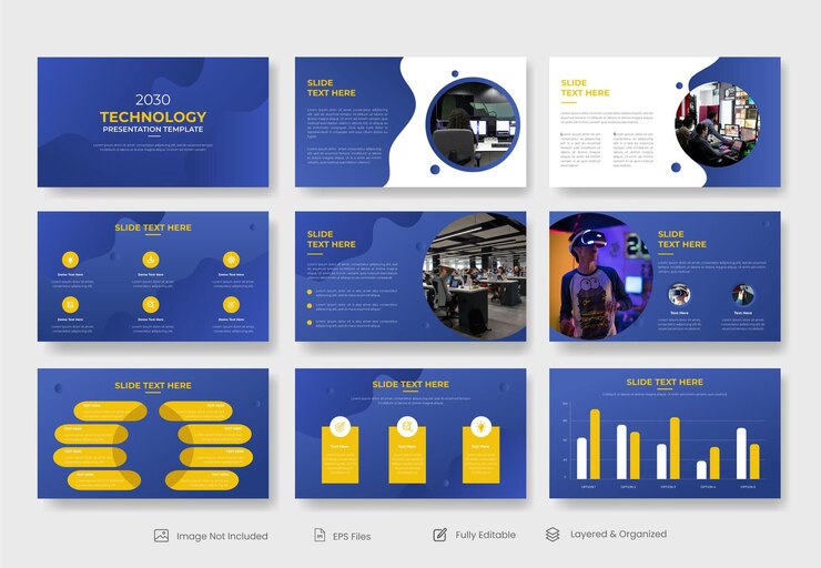 Vector conjunto de plantillas de presentación de powerpoint de negocios de tecnología