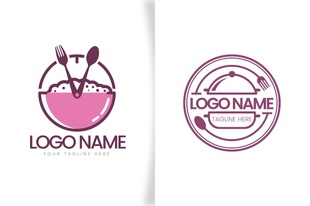 conjunto de plantillas profesionales de logotipos planos para alimentos y bebidas