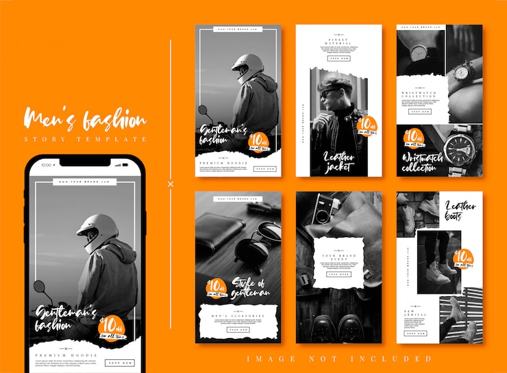 Vector conjunto de plantillas de publicación de historias de instagram minimalistas conjunto gentleman fashion premium