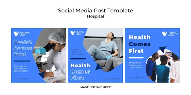 Vector conjunto de plantillas de publicación de redes sociales hospital