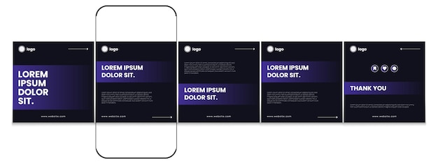 Conjunto de plantillas de publicaciones de carrusel Diseño moderno de publicaciones de Carrusel de Instagram Carrusel de medios de negocios editable