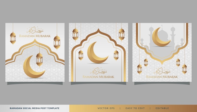 conjunto de plantillas de publicaciones de redes sociales de Ramadán