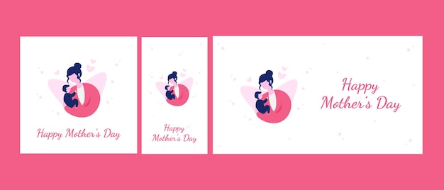 Conjunto de plantillas de redes sociales del día de la madre feliz