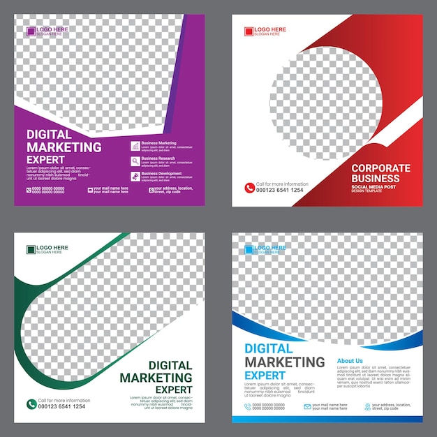 conjunto de plantillas de redes sociales de marca y marketing