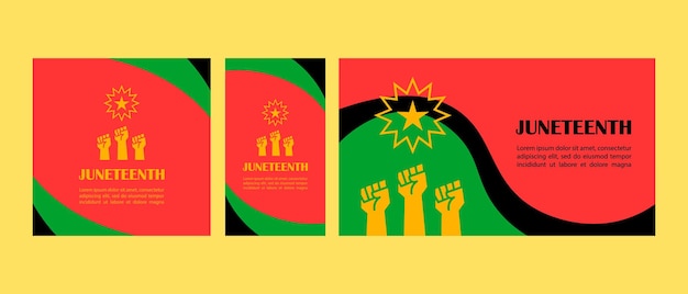 Conjunto de plantillas de redes sociales vectoriales Juneteenth