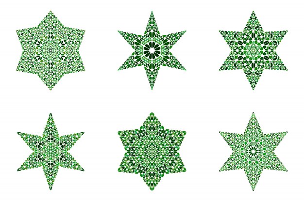 Conjunto de plantillas de símbolo de estrella floral aislado