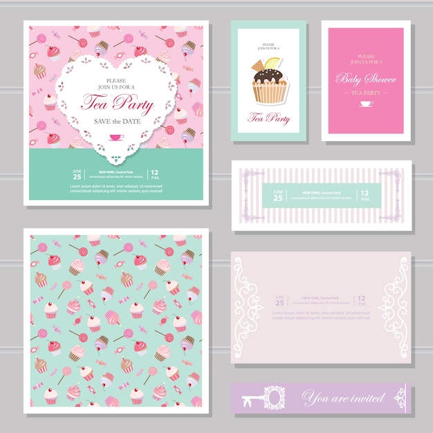 Conjunto de plantillas de tarjeta linda.