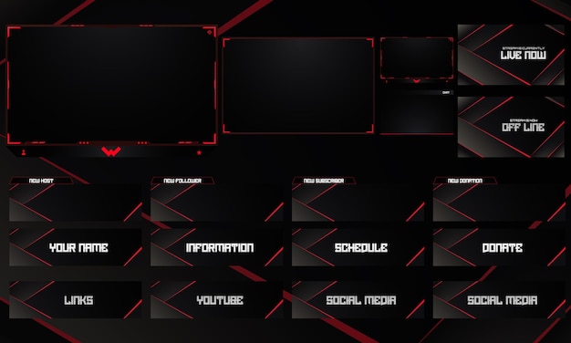 Conjunto de plantillas de transmisión en vivo superpuestas de Twitch