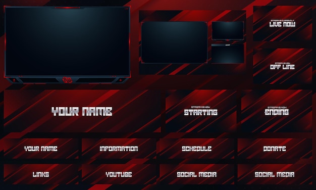 Conjunto de plantillas de transmisión en vivo superpuestas de Twitch