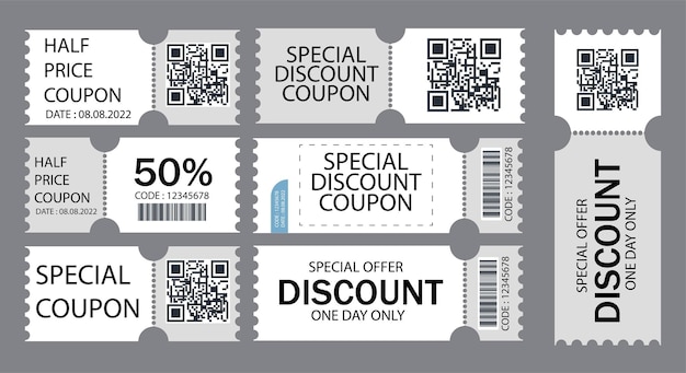 Conjunto de plantillas de vales promocionales de ofertas especiales de vector gratis