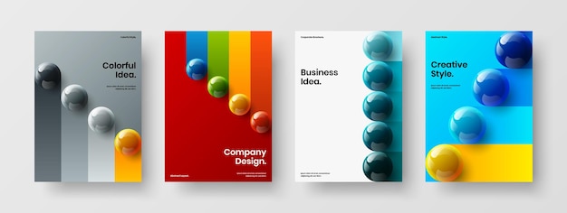 Conjunto de plantillas de vector de diseño de folleto brillante A4