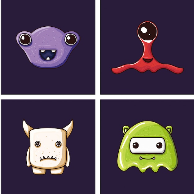 Conjunto de plantillas de vector de personaje monstruo