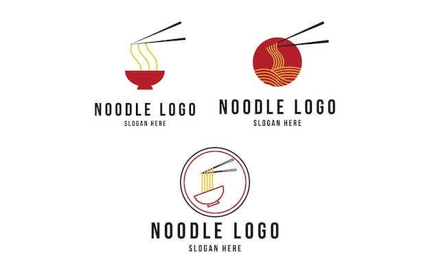 conjunto de plantillas vectoriales de diseño de logotipos de fideos