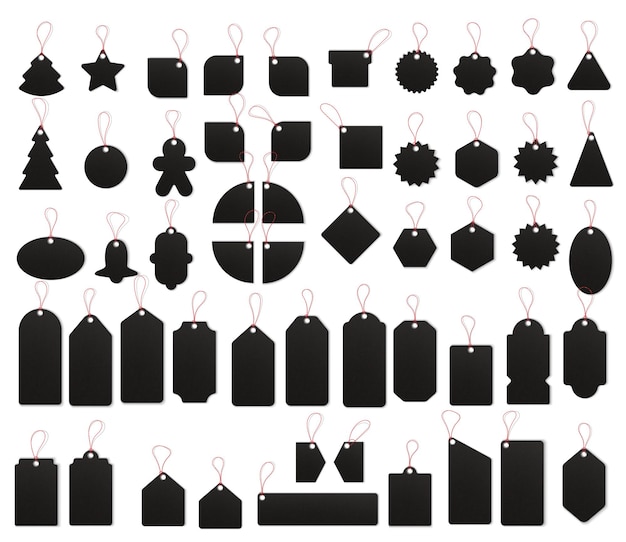 Conjunto de plantillas vectoriales de etiquetas y etiquetas de venta etiquetas de venta con textura realista con cuerdas