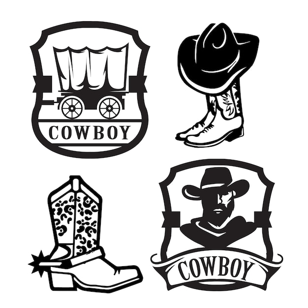 Conjunto de plantillas vectoriales del logotipo de cowboy western