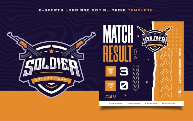 Conjunto de plantillas de volante de juegos de deportes electrónicos para banner de redes sociales y logotipo de torneo de juegos