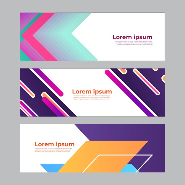 Conjunto de plantillas web de diseño de banner abstracto. Banner de web de encabezado horizontal. Plantilla de fondo de patrón de banner de diseño gráfico abstracto de vector.