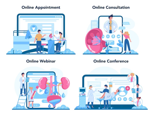Conjunto de plataforma o servicio en línea de urólogo