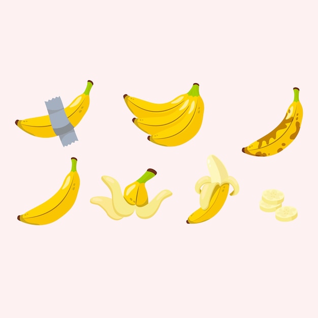 Vector conjunto plátanos ilustracao plátano