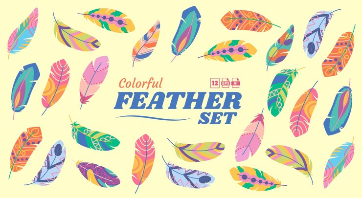Conjunto de plumas de colores