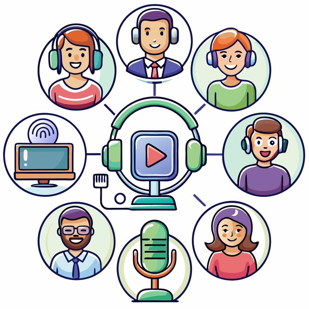conjunto de podcast lineicon