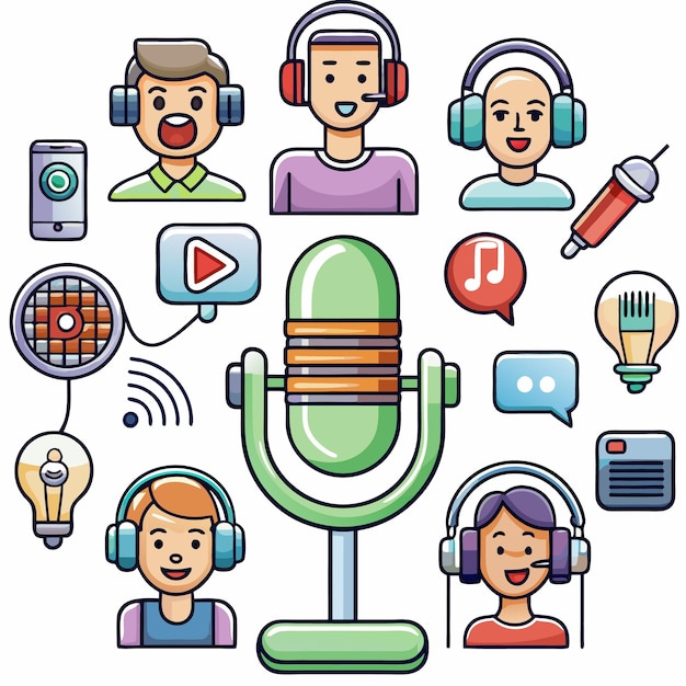conjunto de podcast lineicon