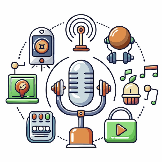 conjunto de podcast lineicon