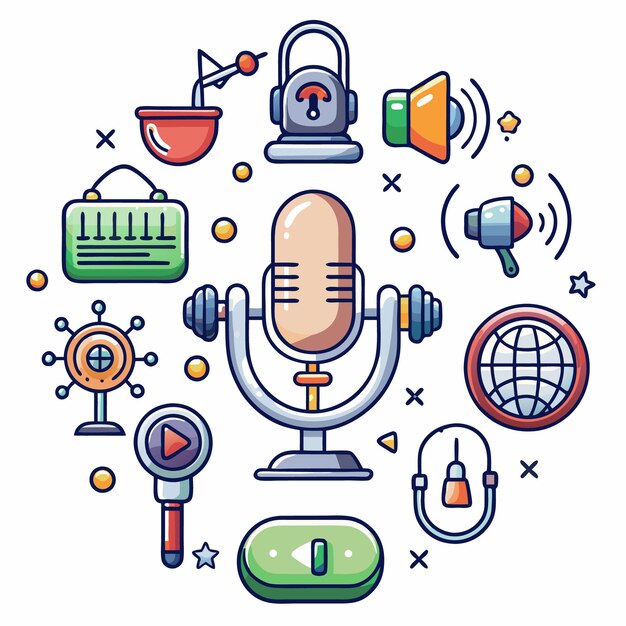 conjunto de podcast lineicon