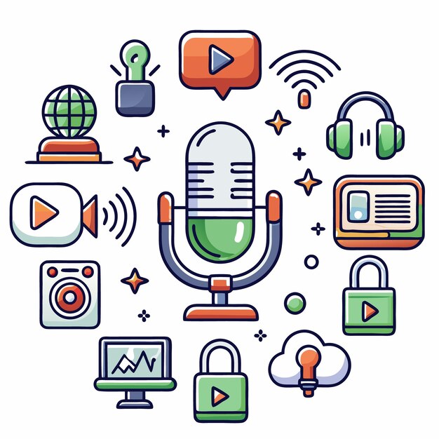 conjunto de podcast lineicon