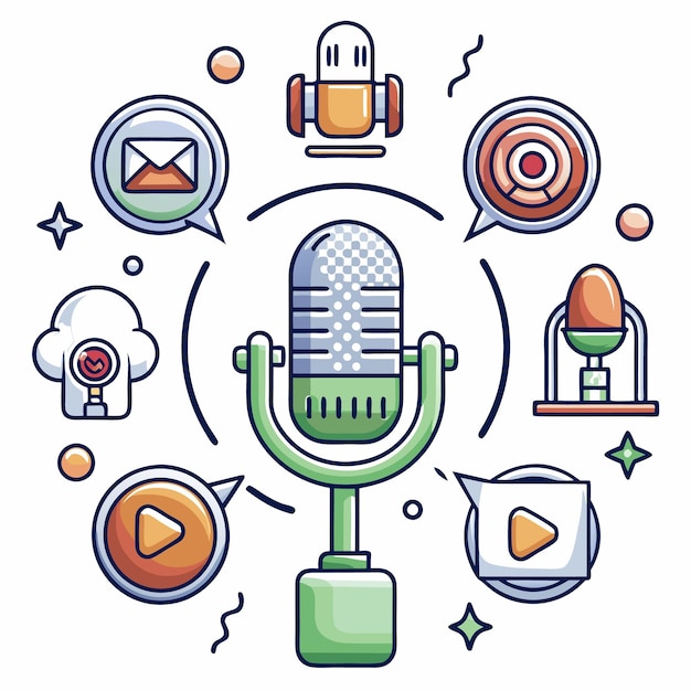 conjunto de podcast lineicon