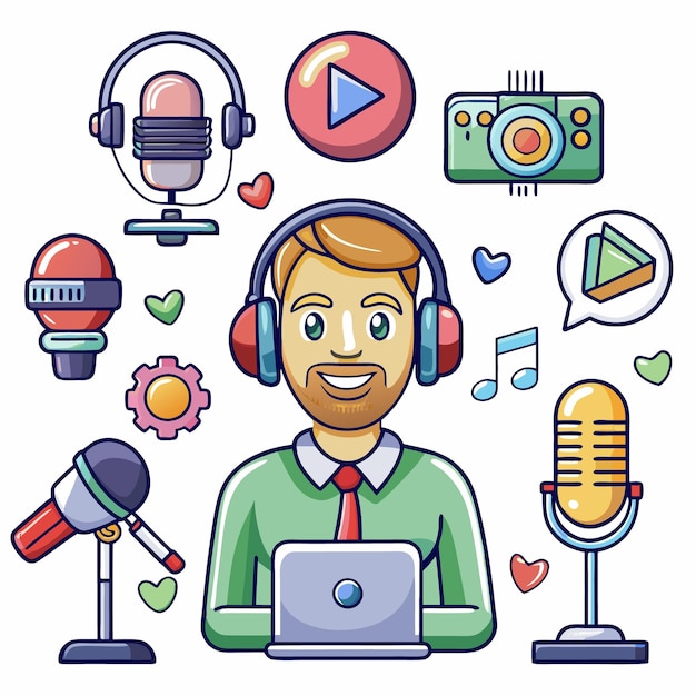 conjunto de podcast lineicon