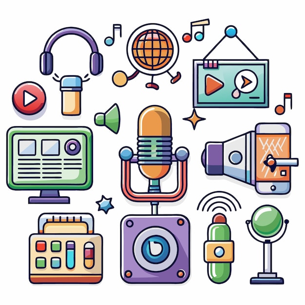 conjunto de podcast lineicon