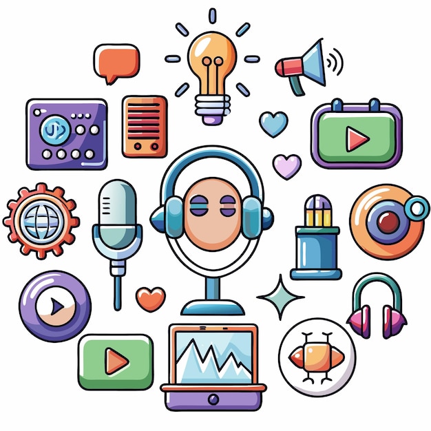 conjunto de podcast lineicon