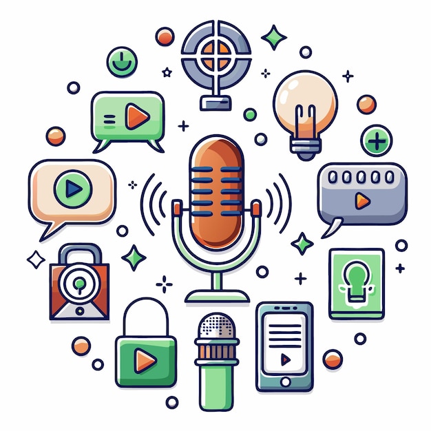 conjunto de podcast lineicon